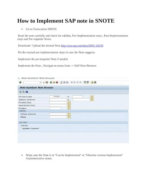 How to Implement SAP note in SNOTE .